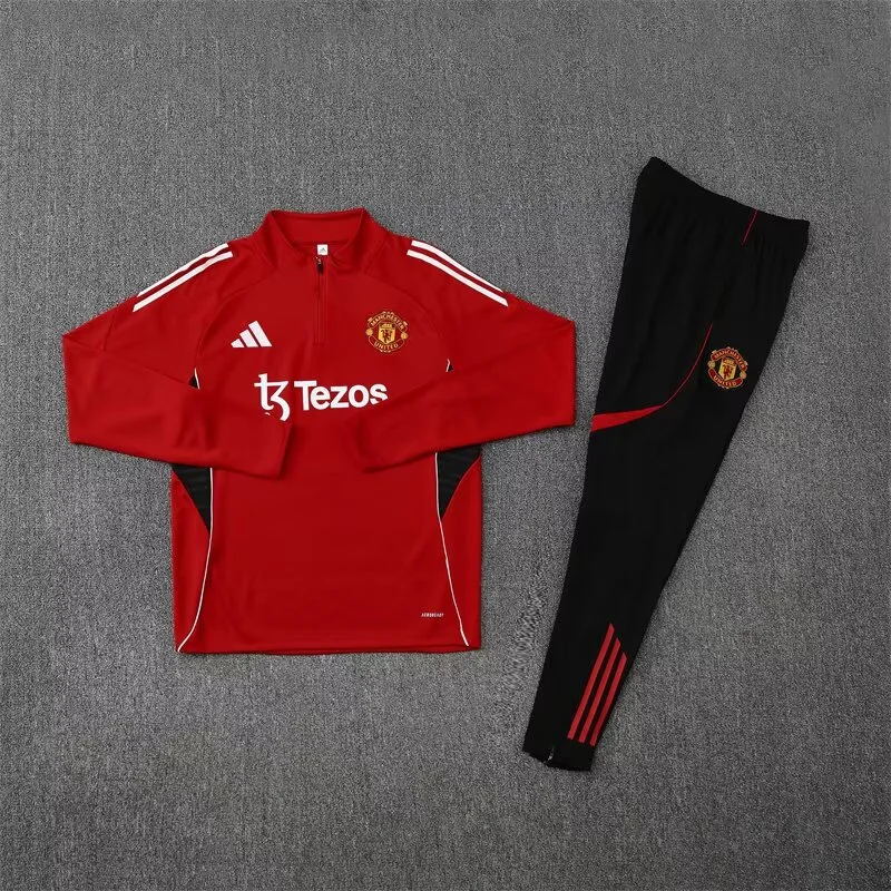 2025/2026 Manchester United Half-Pull Training Wear Football Shirt Kids Size
