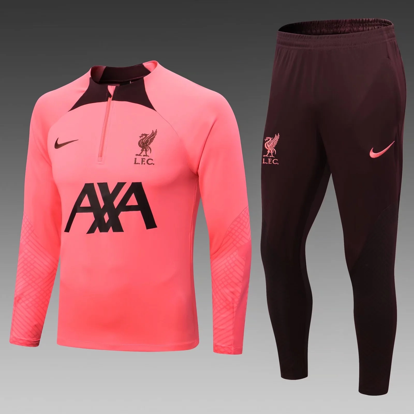 2022/2023 Liverpool Half-Pull Training Suit Pink Football Shirt Set