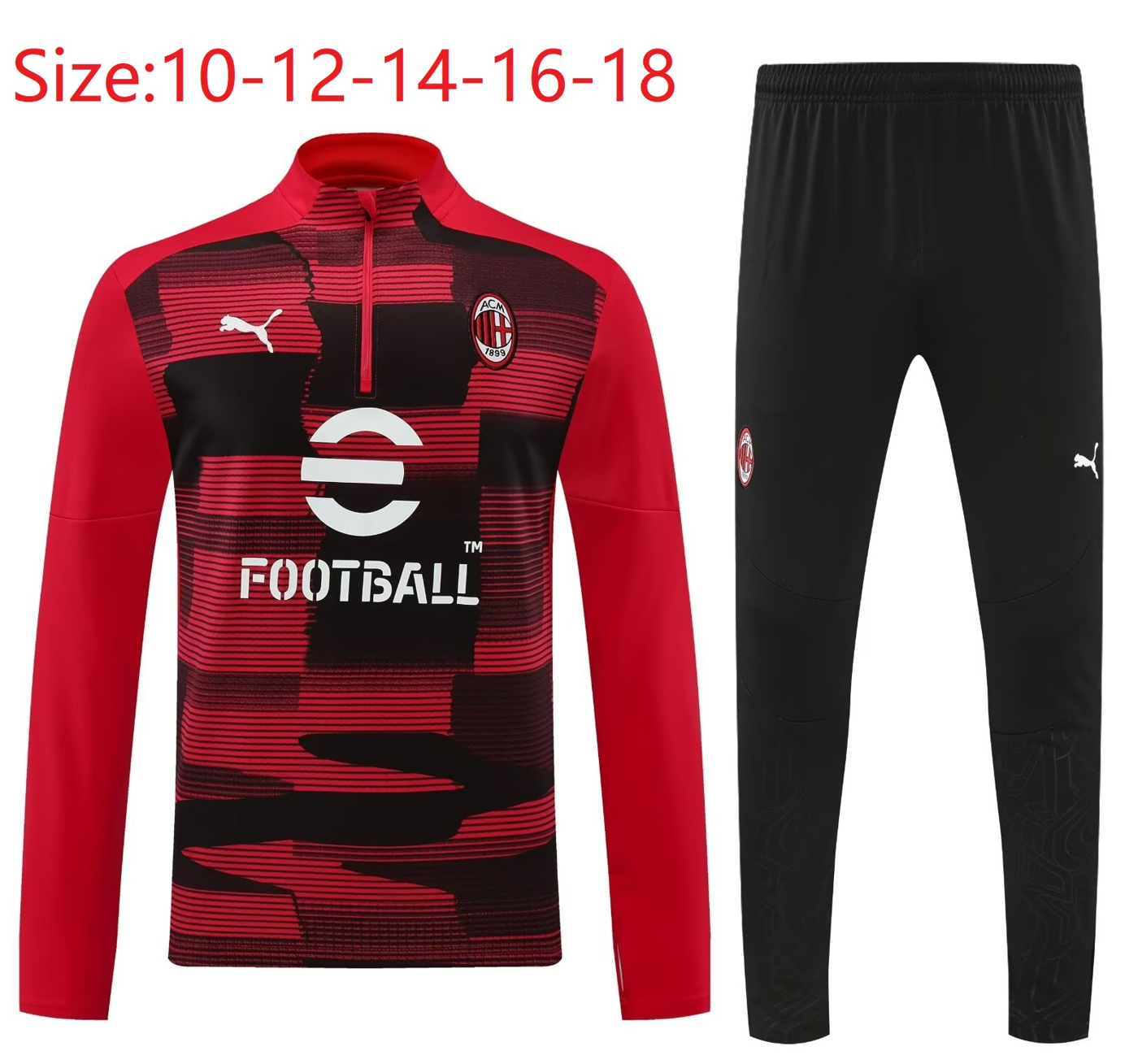 2024/2025 Kids Kit Ac Milan Training Suit Football Shirt Red