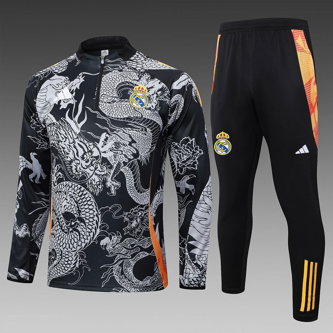 2024/2025 Real Madrid Half-Pull Training Wear Black Football Shirt