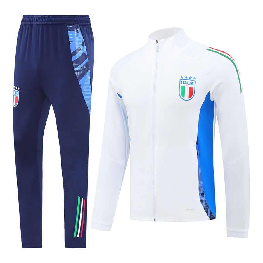2024/2025 Italy Long ZippedTraining Suit white Football Shirt Set