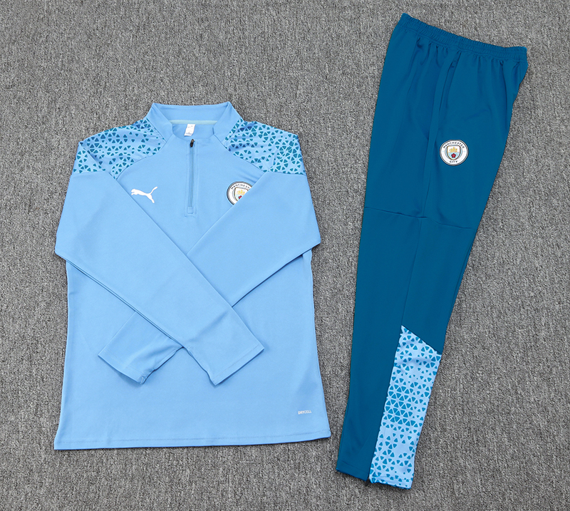 2023/2024 Manchester United Half-Pull Training Suit Blue Football Shirt Set