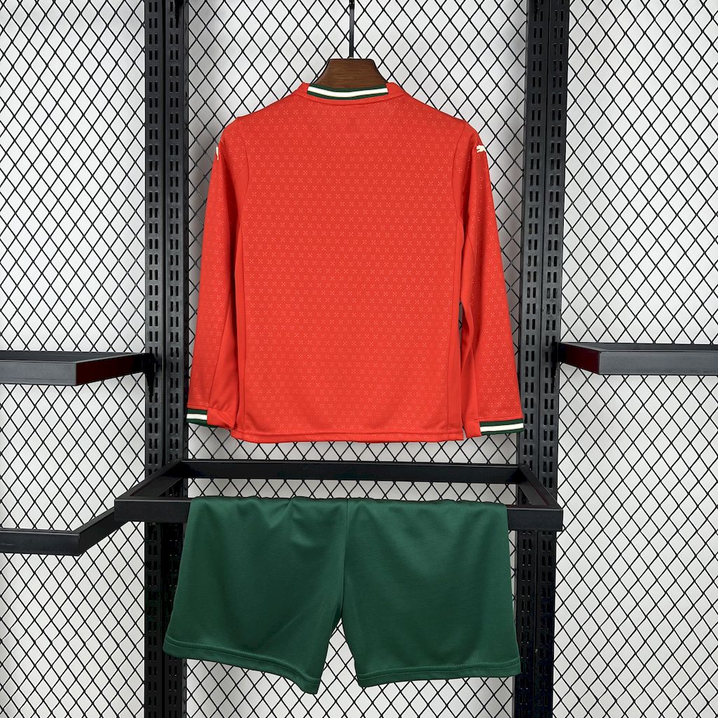 2025 Long Sleeve Portugal Home Football Shirt Kids Size 1:1 Thai Quality