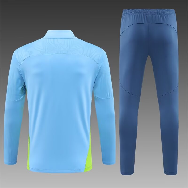 2024/2025 Manchester City Half-Pull Training Wear Light Blue Football Shirt Kids Size