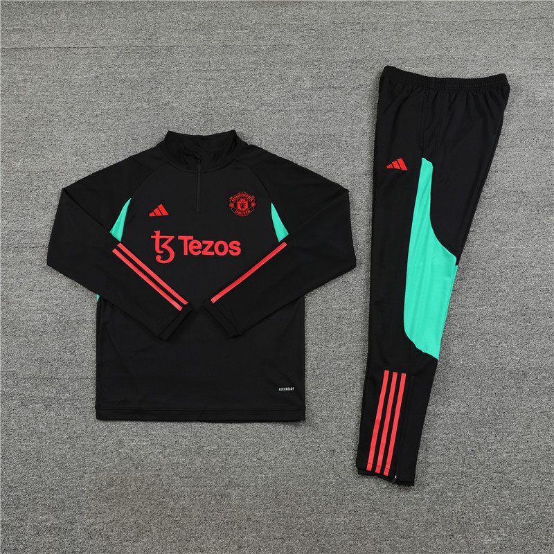 2023/2024 Manchester United Half-Pull Training Suit Black Football Shirt Set
