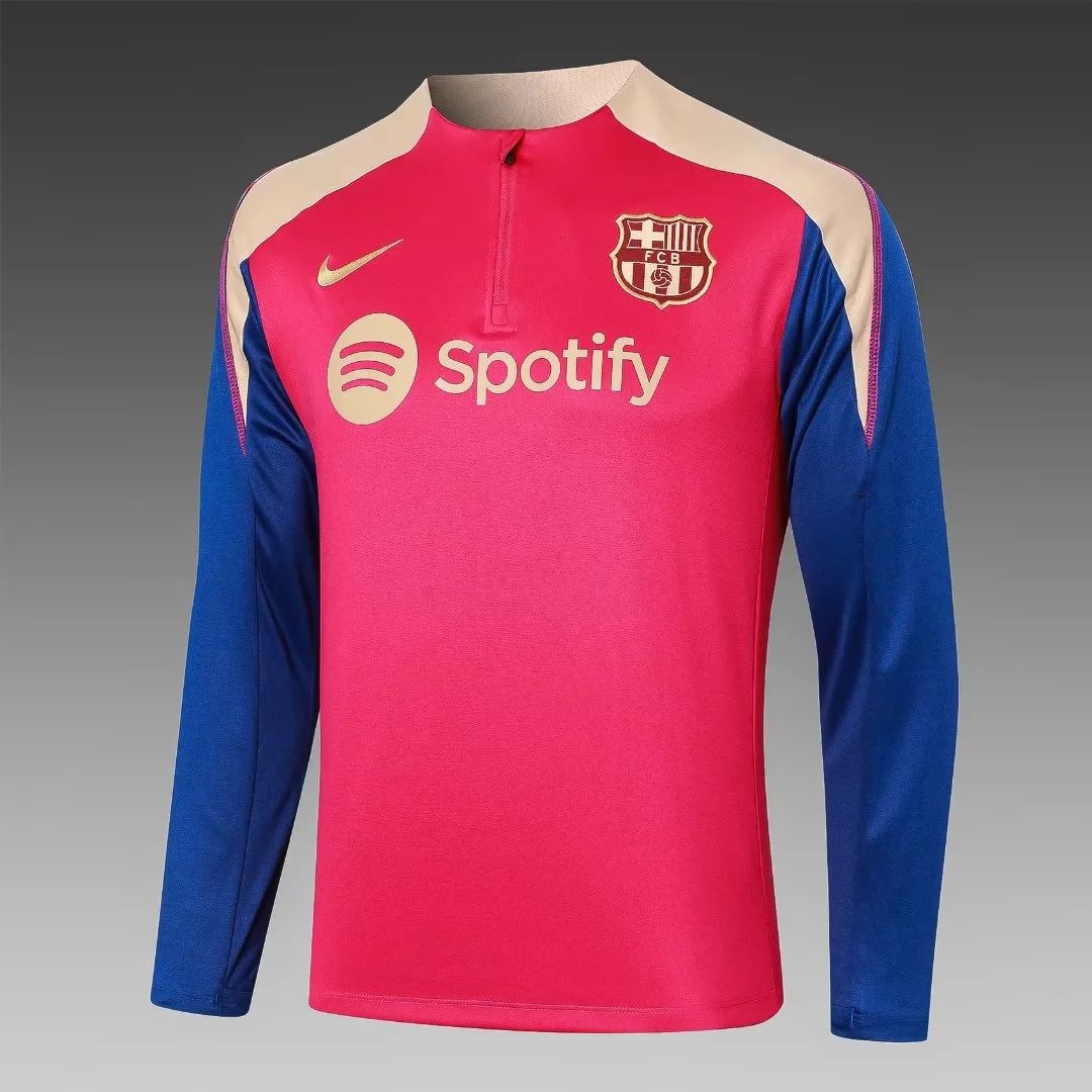 2024/2025 Barcelona Half-Pull Training Suit Pink Football Shirt Set