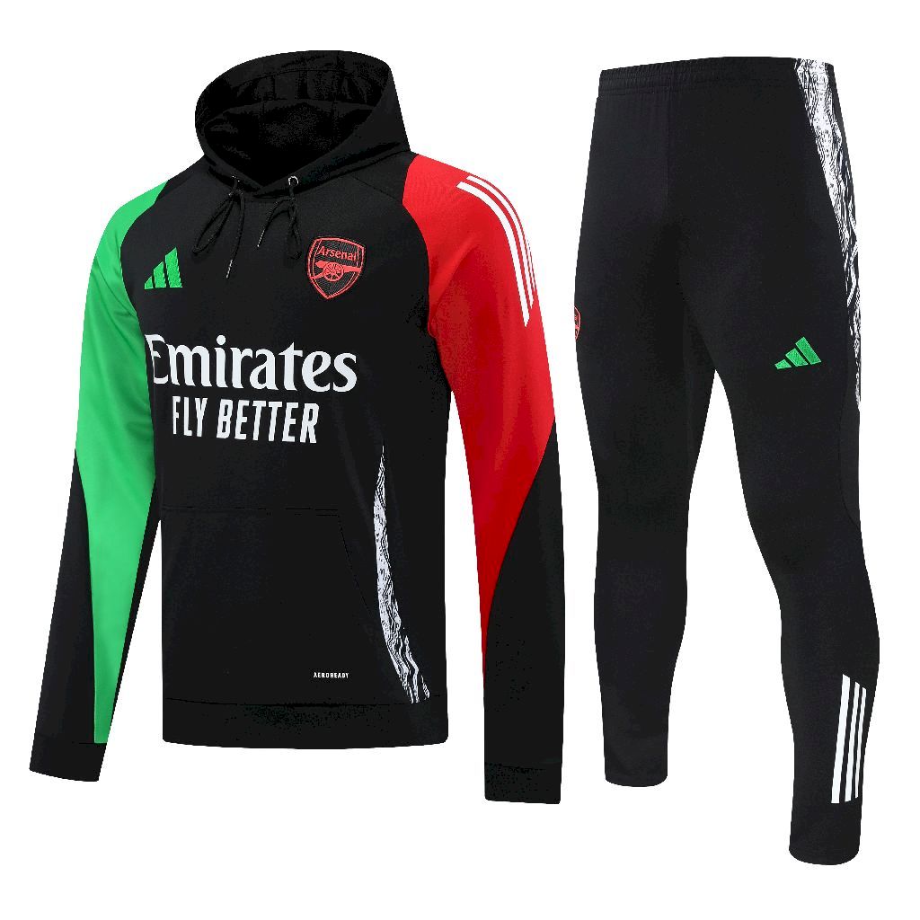 2024/2025 Arsenal Hooded Long Sleeves Training Suit Black Football Shirt