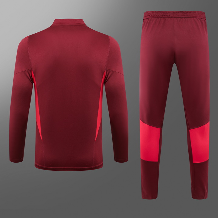 2023/2024 Manchester United Half-Pull Training Suit Maroon Red Football Shirt Set