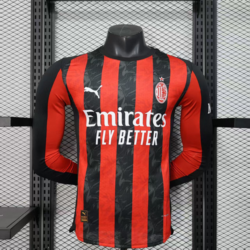 2025/2026 Player Version Long AC Milan Home Football Shirt