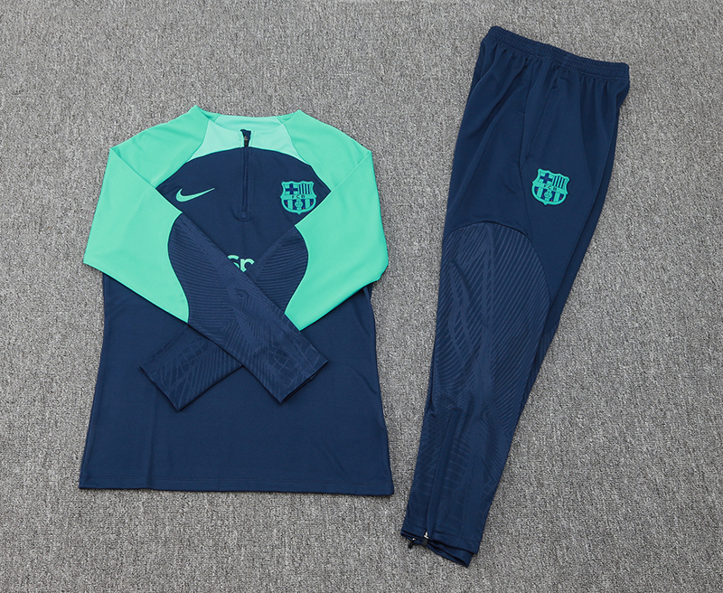 2023/2024 Barcelona Half-Pull Training Suit Royal Blue Football Shirt Set