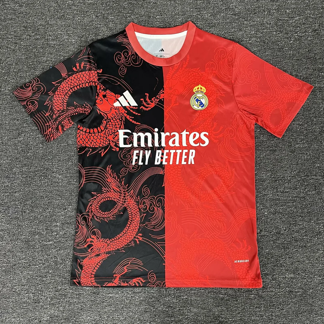 2025/2026 Real Madrid Dragon patternRed and Black  Football Shirt 1:1 Thai Quality