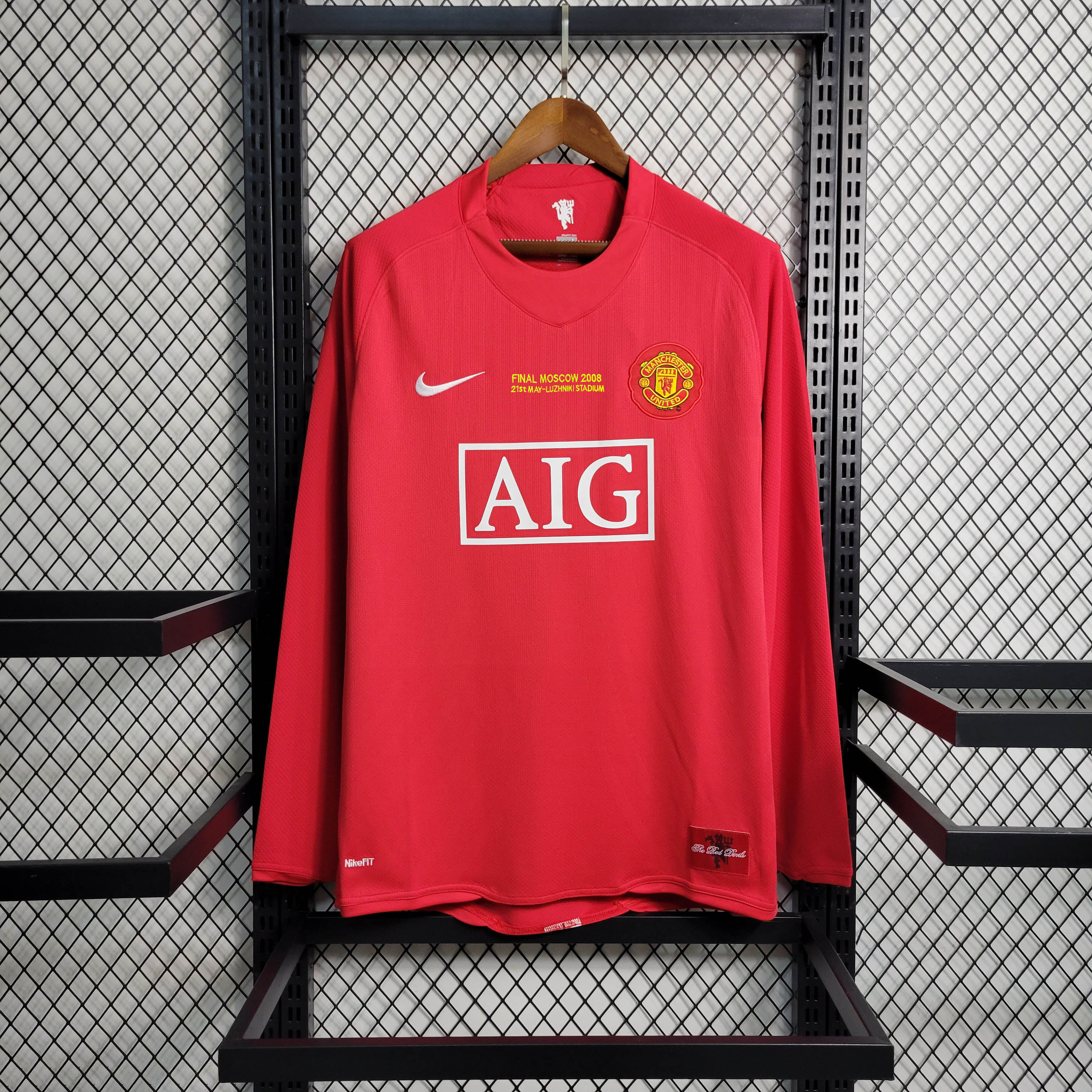 2007/2008 Retro Long Sleeve Manchester United Home Champions League Final Football Shirt