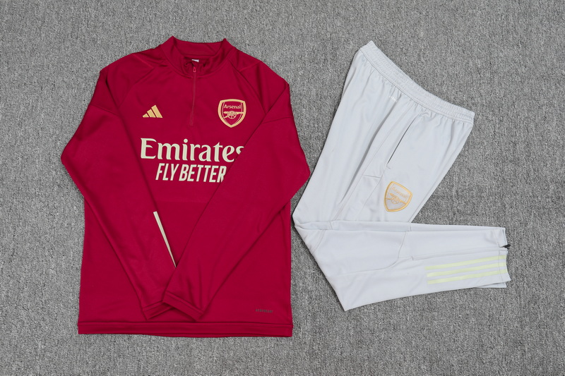 2023/2024 Arsenal Half-Pull Training Suit Maroon Red Football Shirt Set
