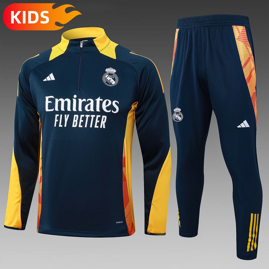 2024/2025 Real Madrid Half-Pull Training Wear Football Shirt Kids Size