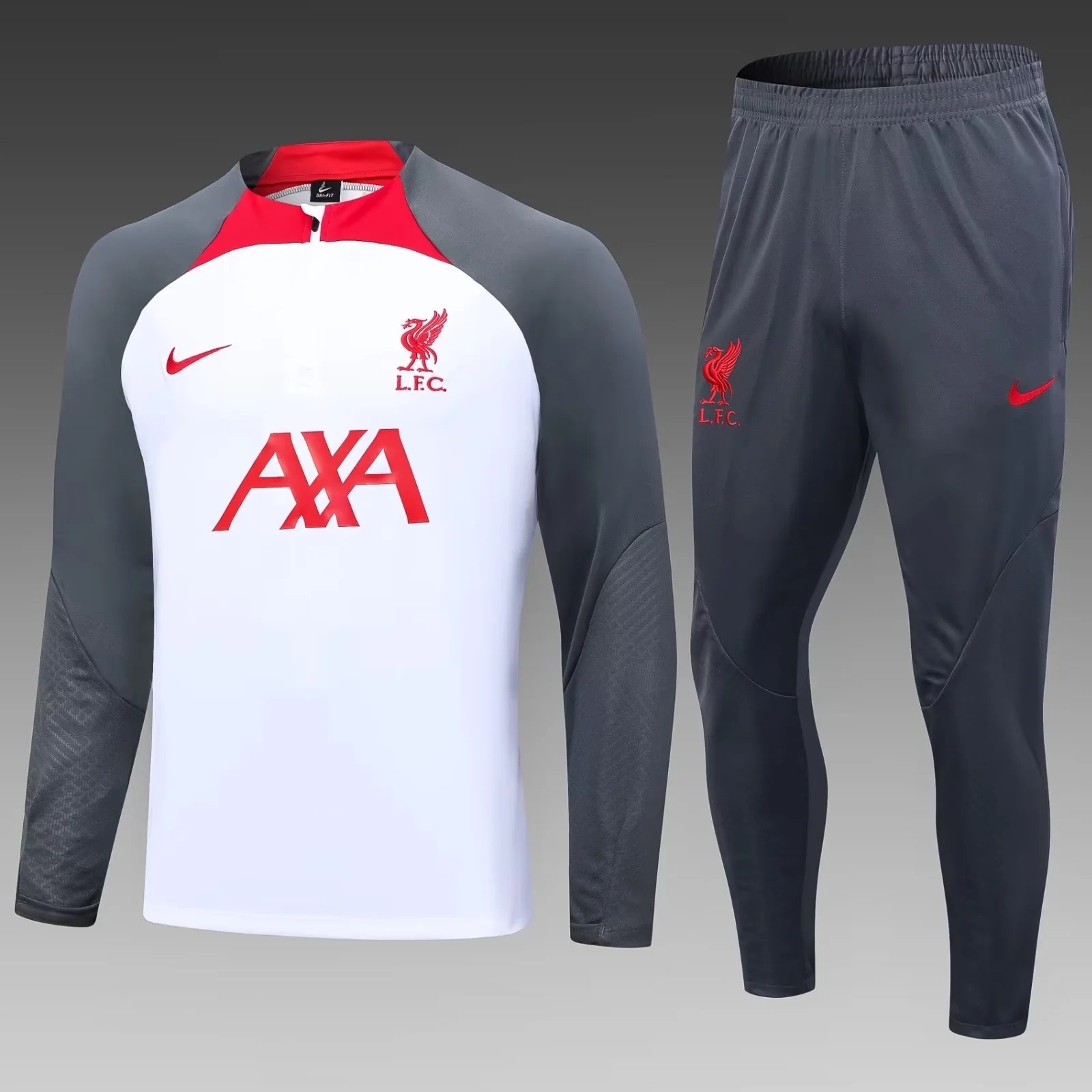 2023/2024 Liverpool Half-Pull Training Suit White Football Shirt Set