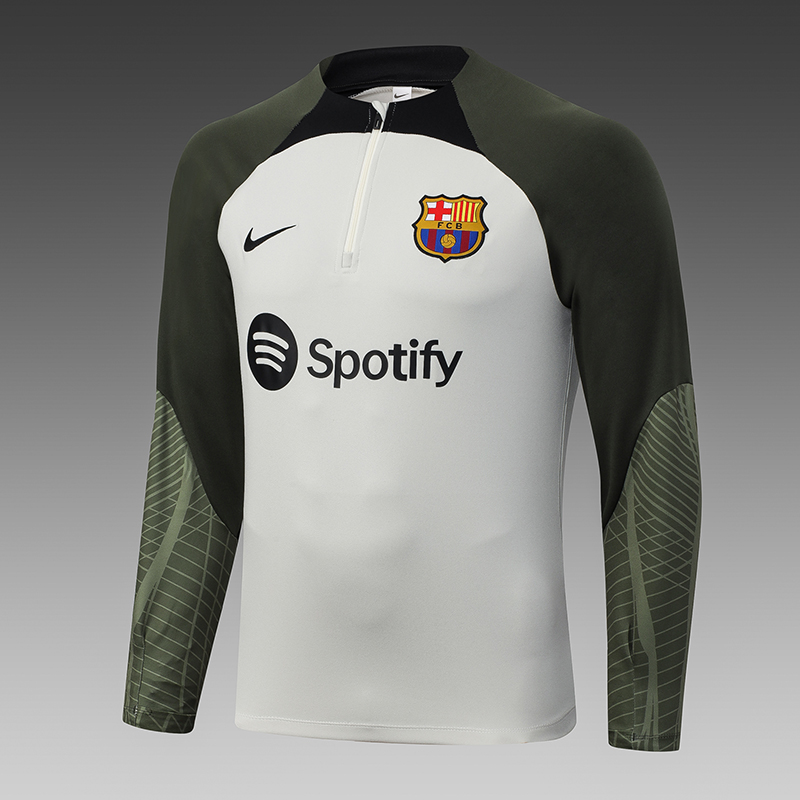 2023/2024 Barcelona Half-Pull Training Suit Light Gray Football Shirt Set