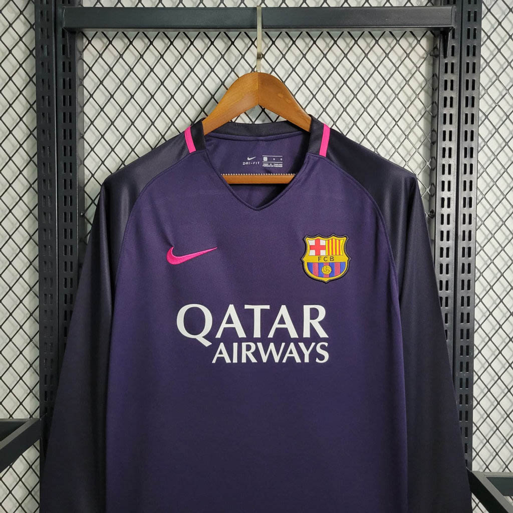 2016/2017 Retro Long Sleeve Barcelona Away Football Shirt