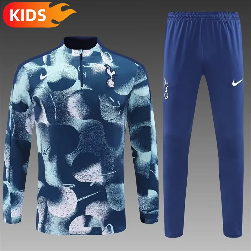 2024/2025 Tottenham Hotspur Half-Pull Training Wear Royal Blue Football Shirt Kids Size