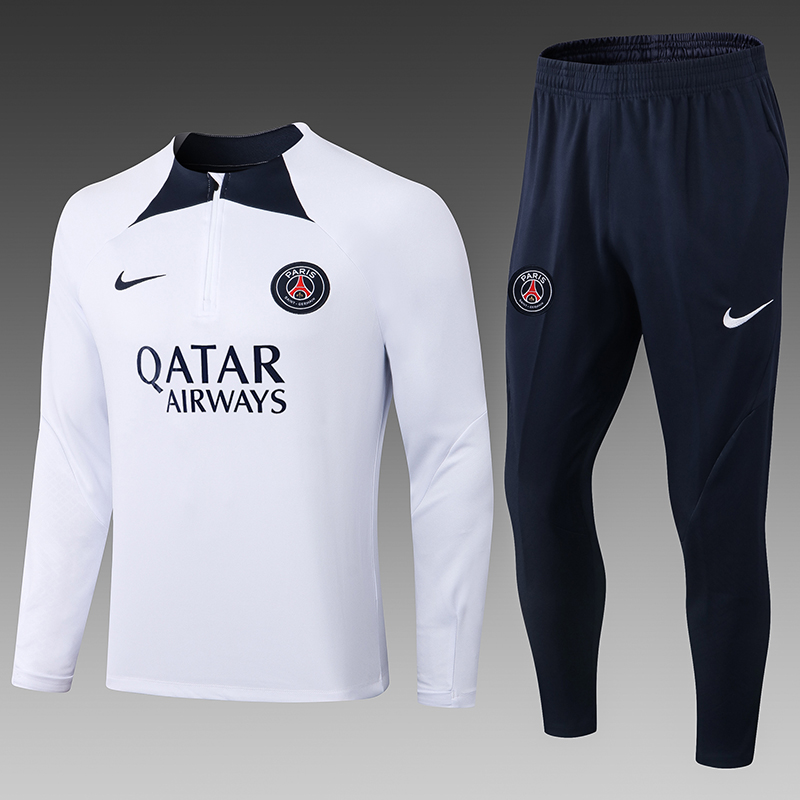 2022/2023 Paris Saint-Germain Half-Pull Training Suit White Football Shirt Set