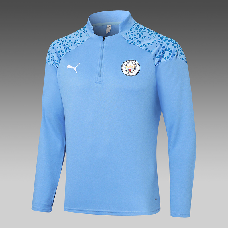 2023/2024 Manchester United Half-Pull Training Suit Blue Football Shirt Set