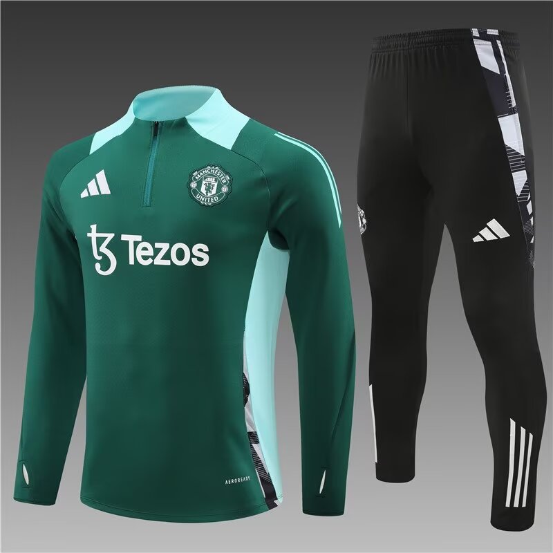 2024/2025 Manchester United Half-Pull Training Wear Green Football Shirt