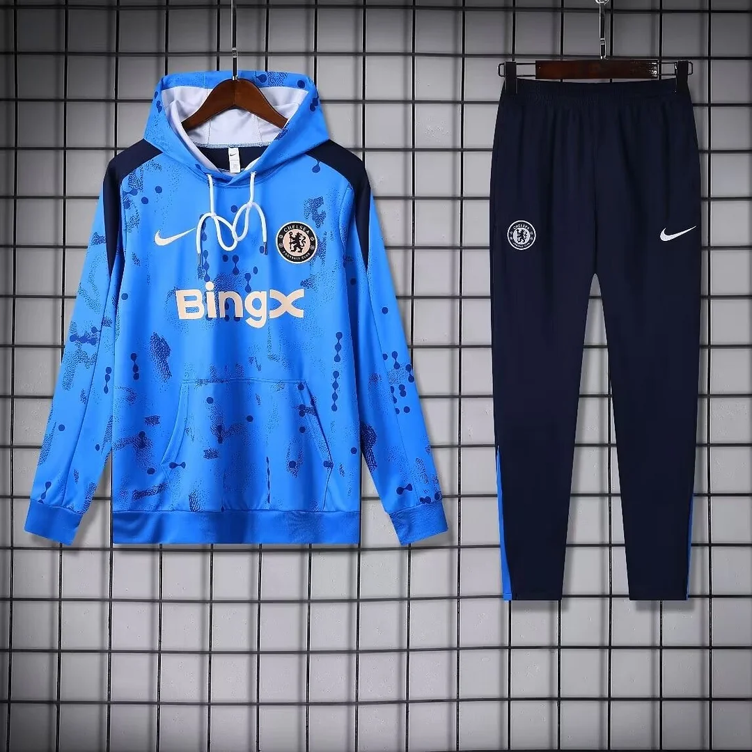 2024/2025 Chelsea Hooded Long Sleeves Training Suit Blue Football Shirt