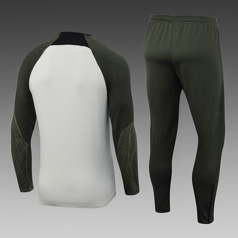 2023/2024 Barcelona Half-Pull Training Suit Light Gray Football Shirt Set