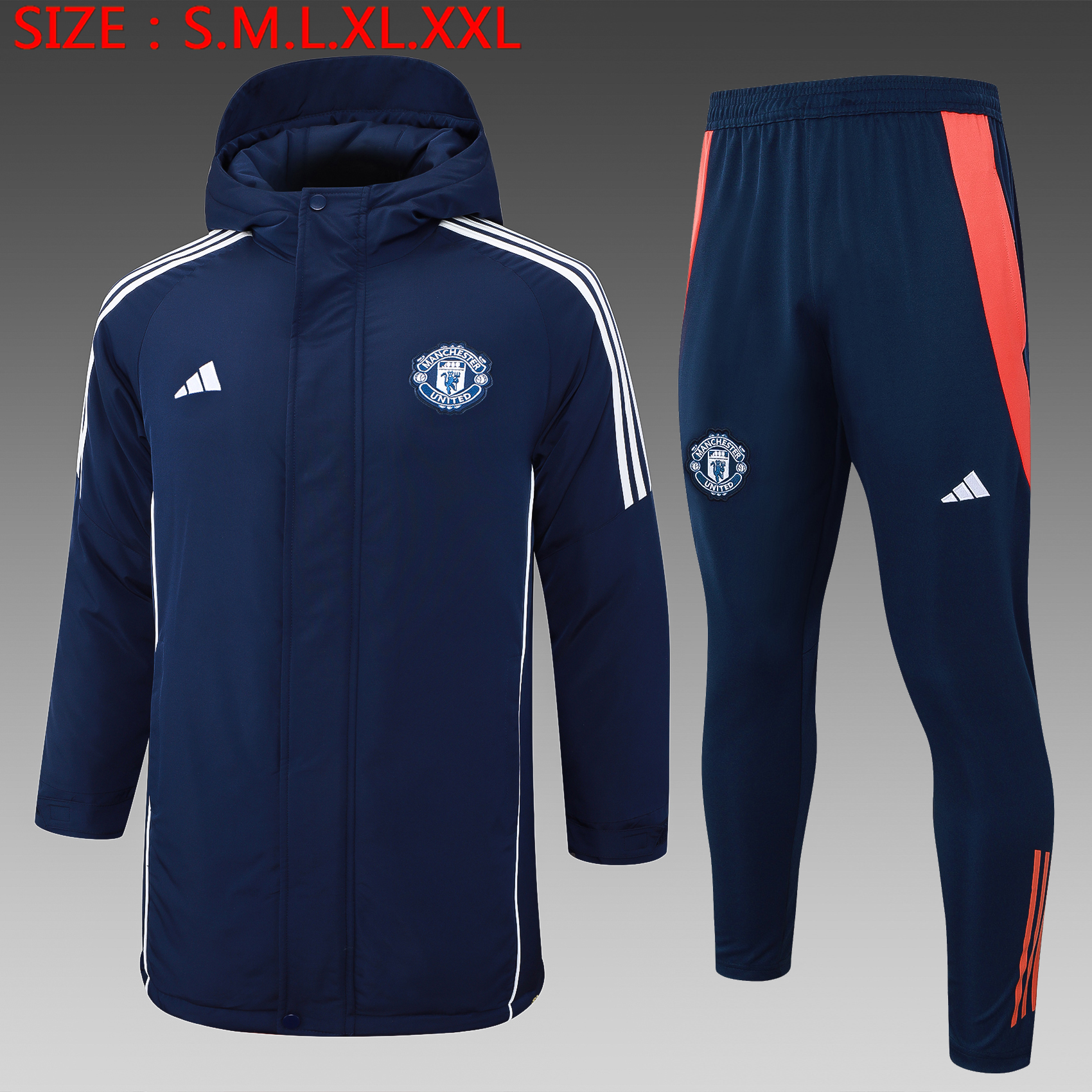 2024/2025 Manchester United Winter Warm Cotton Coat  White/Black/Blue