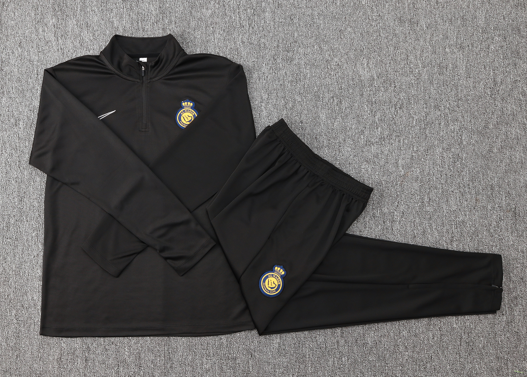 2024/2025 Al-Nassr Half-Pull Training Suit Black Football Shirt Set
