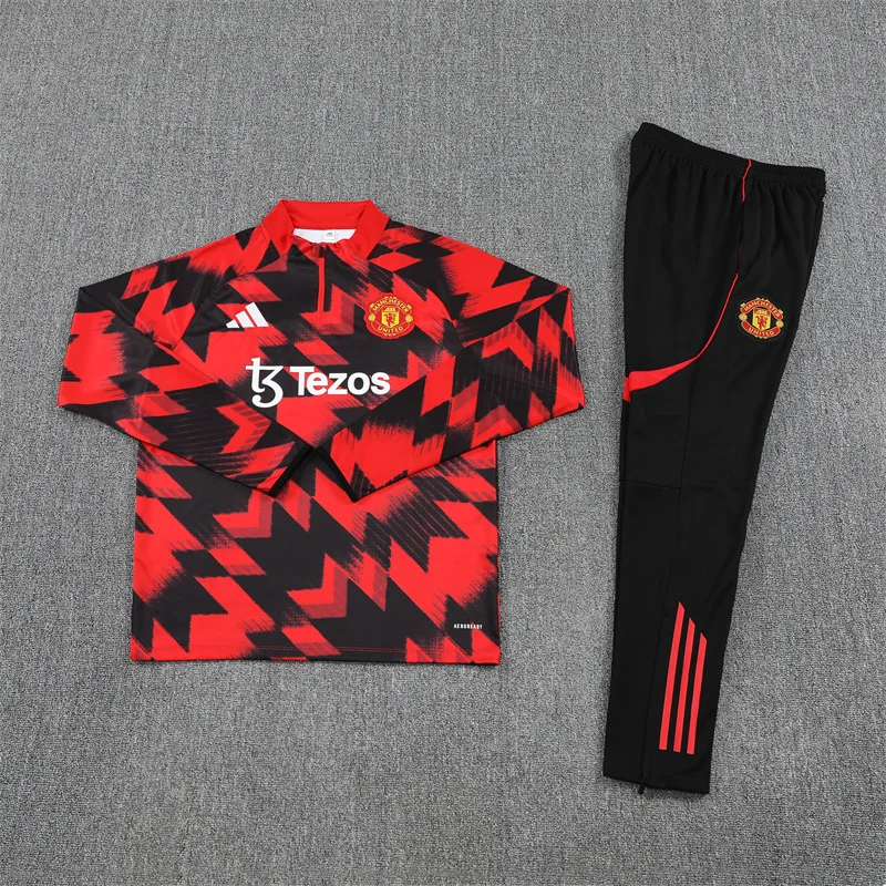 2025/2026 Manchester United Half-Pull Training Wear Football Shirt Kids Size