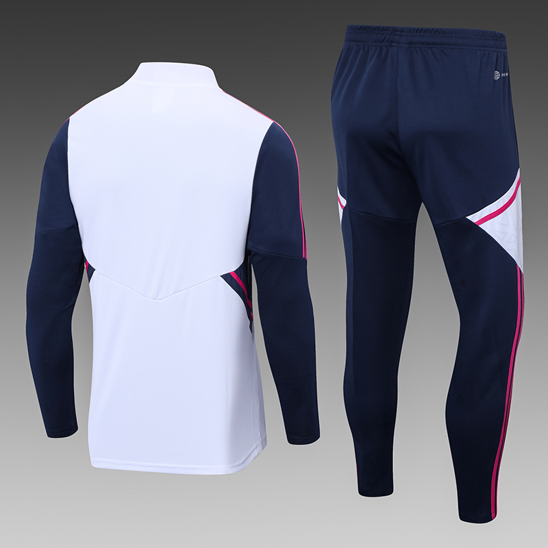 2022/2023 Arsenal Half-Pull Training Suit White Football Shirt Set