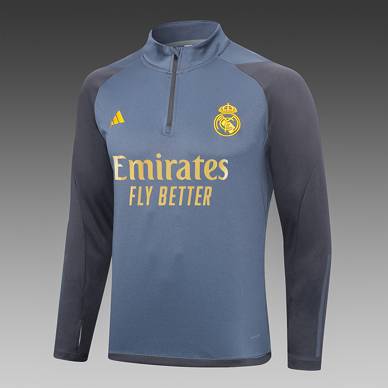2023/2024 Real Madrid Half-Pull Training Suit Grey Football Shirt Set