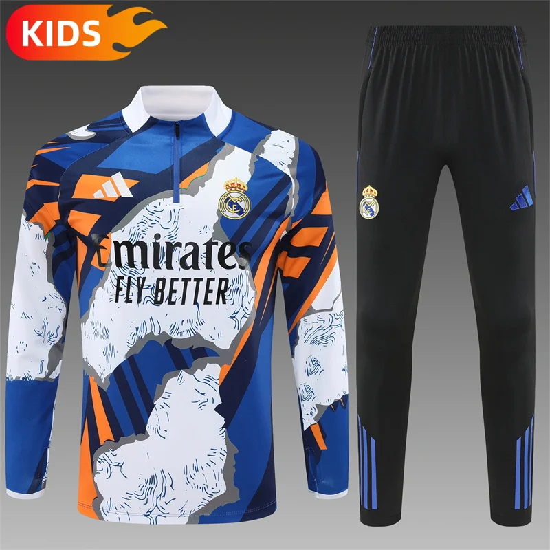 2025/2026 Real Madrid Half-Pull Training Wear Football Shirt Kids Size