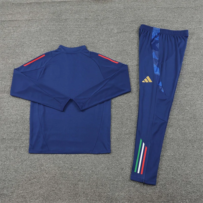 2024/2025 Italy Half-Pull Training Wear Royal Blue Football Shirt Kids Size