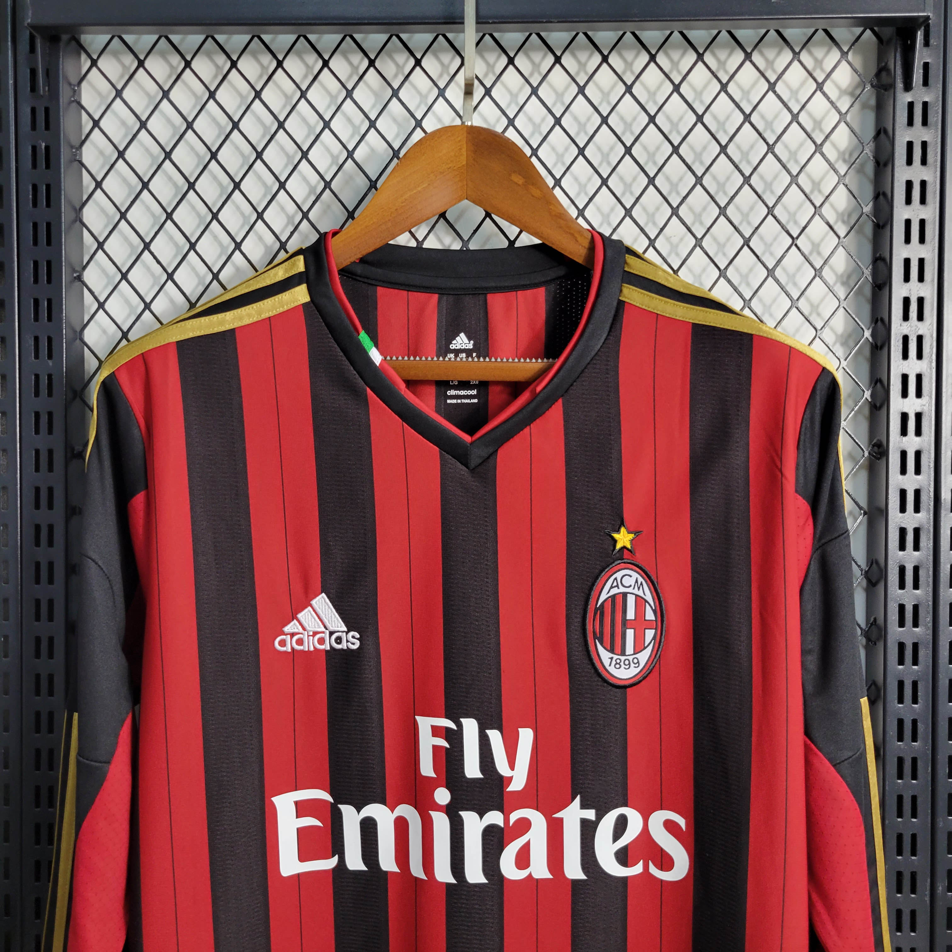 2013/2014 Retro Long Sleeve AC Milan Home Football Shirt
