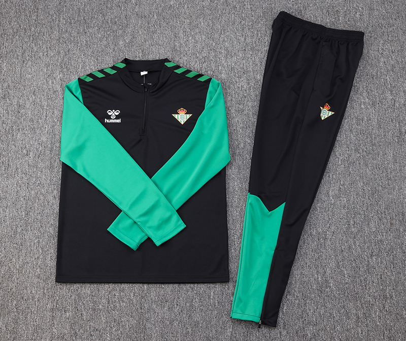 2023/2024 Real Betis Half-Pull Training Suit Black Football Shirt Set