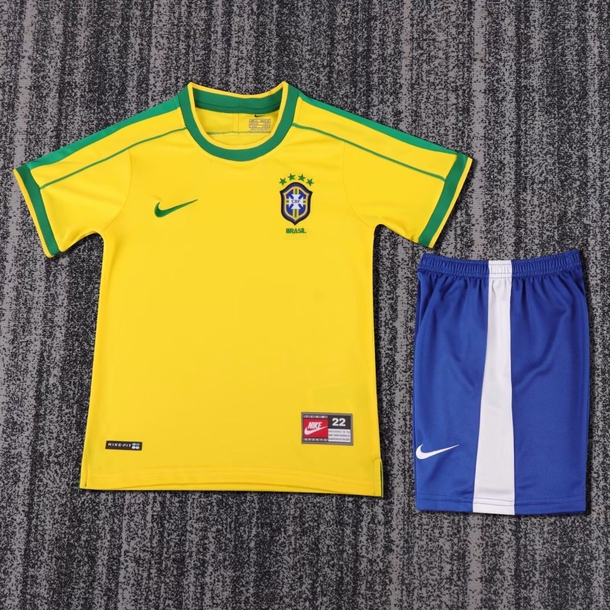 1998 Retro Brazil Home Football ShirtKids size 1:1 Thai Quality