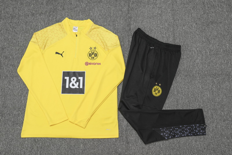 2023/2024 Dortmund Half-Pull Training Suit Yellow Football Shirt Set