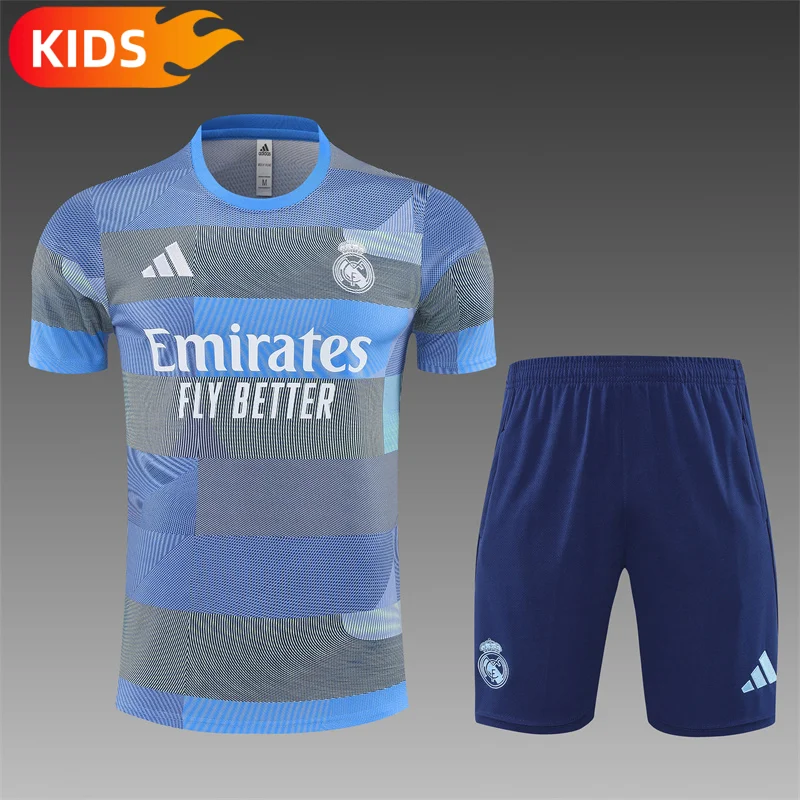 2025/2026 Real Madrid Training Wear Set Shirt Kids Size 1:1 Thai Quality