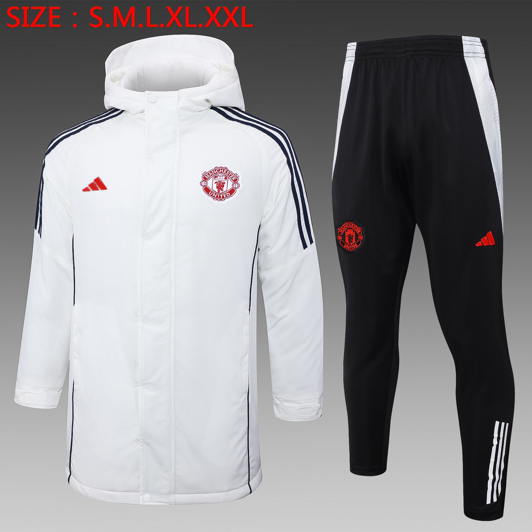 2024/2025 Manchester United Winter Warm Cotton Coat  White/Black/Blue