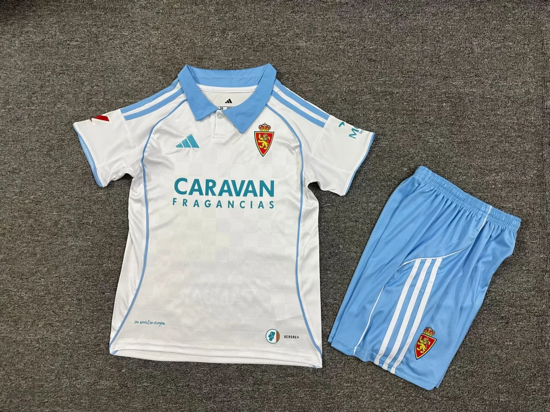 2025/2026 Real Zaragoza Home FootballShirt Kids Size 1:1 Thai Quality
