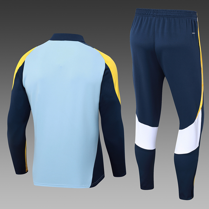 2024/2025 Real Madrid Half-Pull Training Wear Light Blue Football Shirt