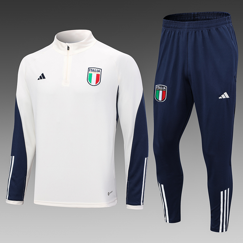 2023 Italy Half-Pull Training Suit Off White Football Shirt Set