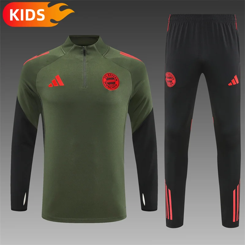 2025/2026 Bayern Munchen Half-Pull Training Wear Football Shirt Kids Size