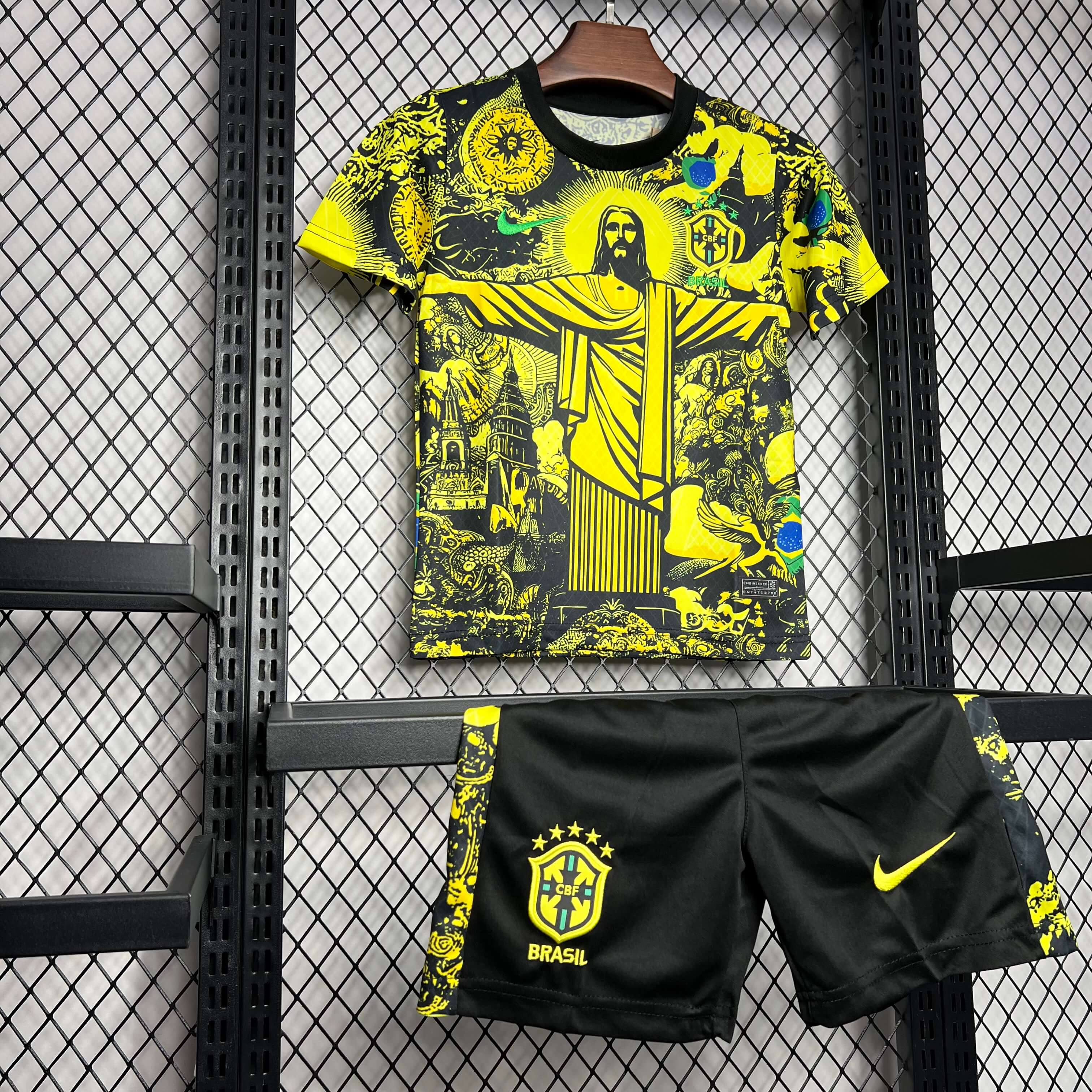 2024 Brazil Yellow Football Shirt Kids Size