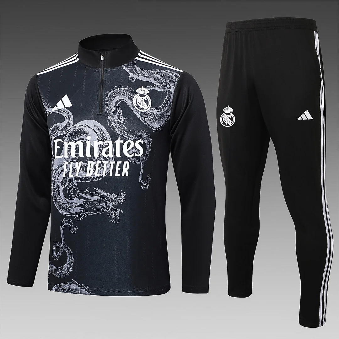 2024/2025 Real Madrid Half-Pull Training Wear Black Football Shirt