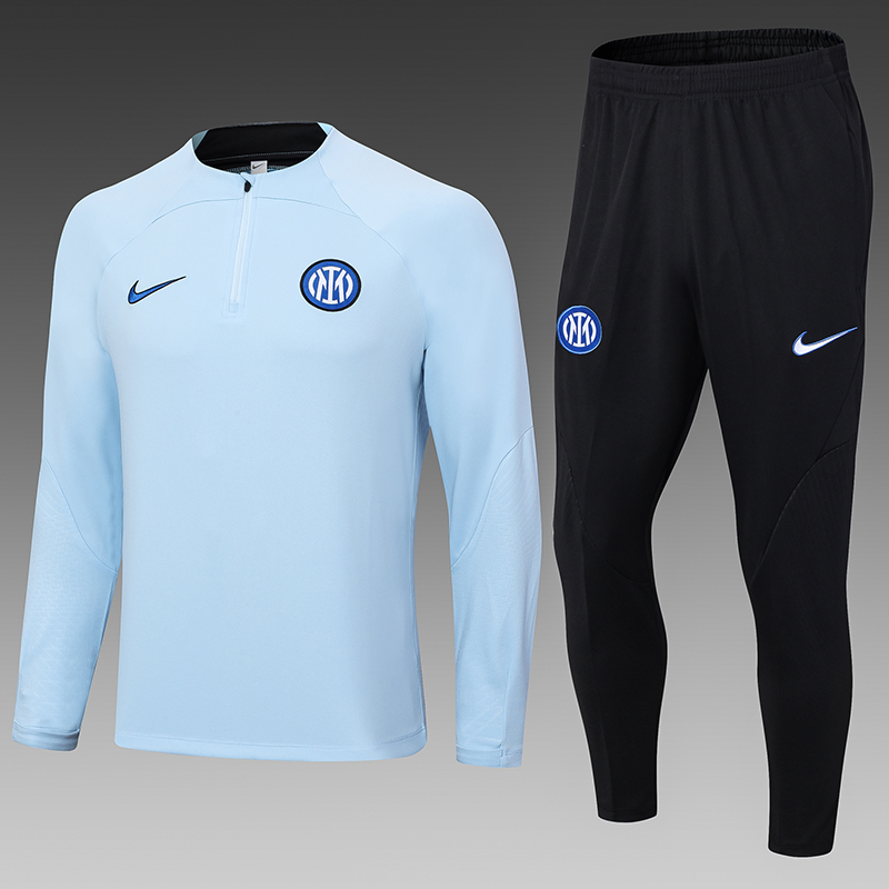2023/2024 Inter Milan Half-Pull Training Suit Light Blue Football Shirt Set