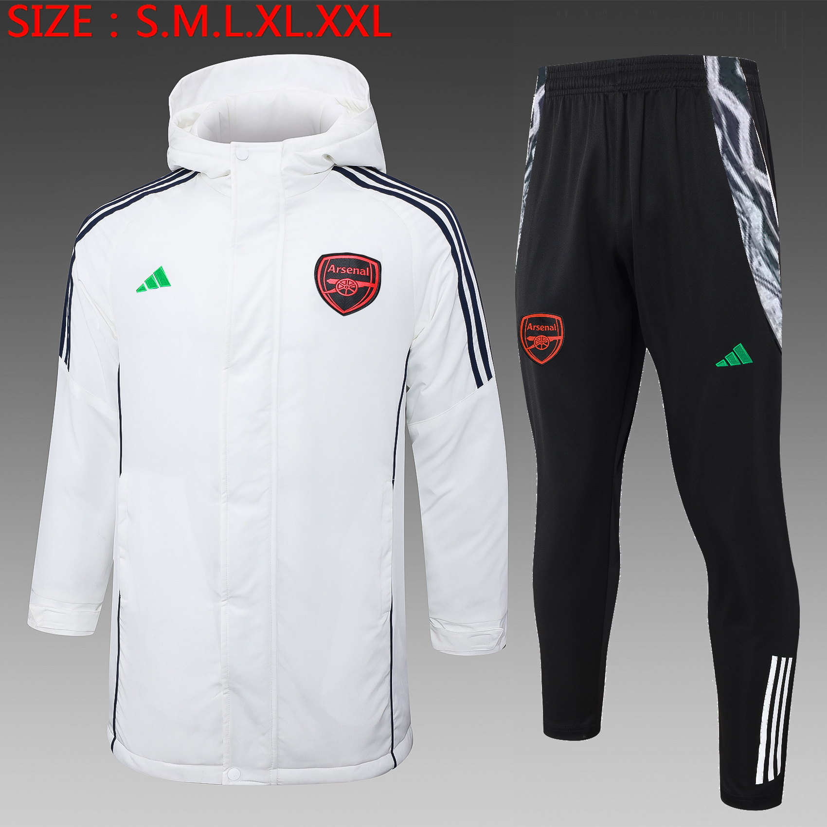 2024 Arsenal Winter Warm Cotton Coat White/Black/Blue