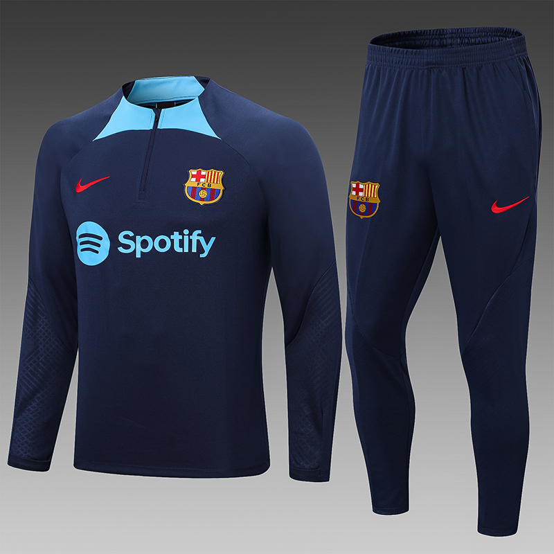 2022/2023 Barcelona Half-Pull Training Suit Royal Blue Football Shirt Set