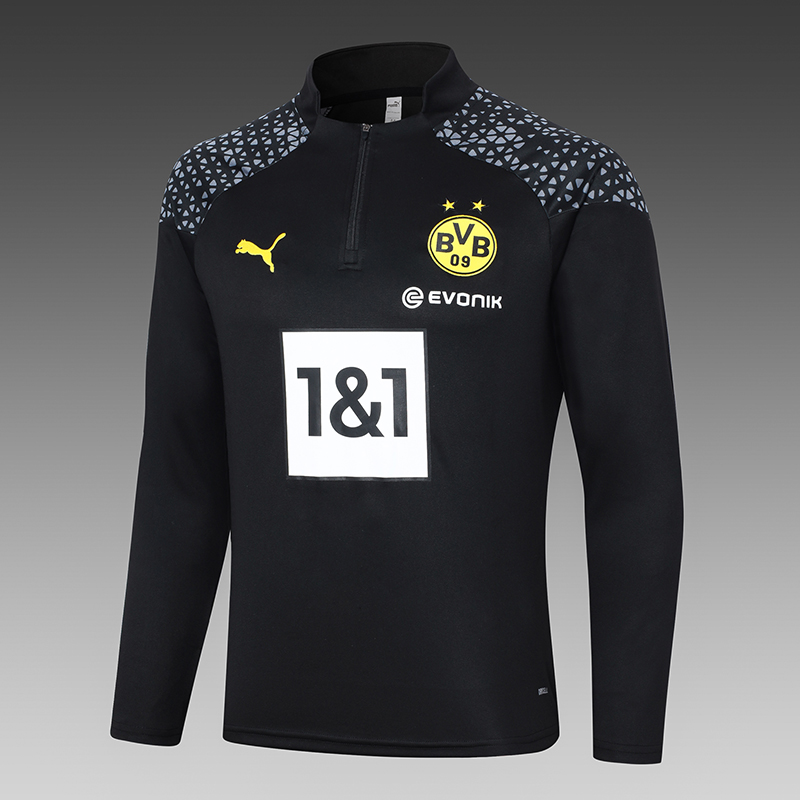 2023/2024 Dortmund Half-Pull Training Suit Black Football Shirt Set